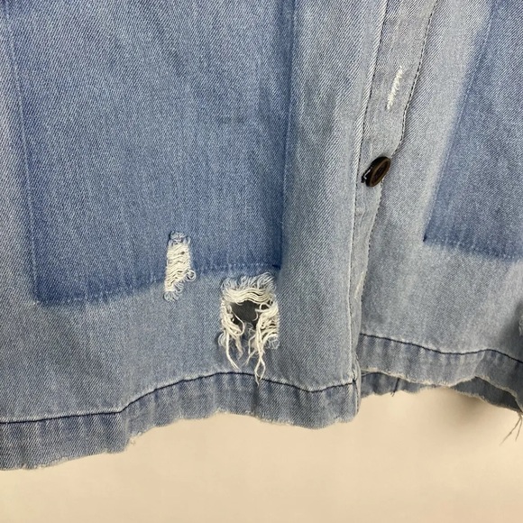 Zara Distressed Denim Long Jacket - Picture 9 of 10